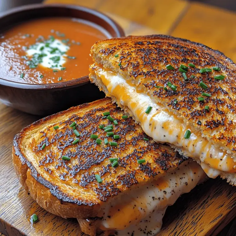 There’s something inherently comforting about a grilled cheese sandwich. It's a dish that often evokes nostalgic memories of childhood lunches and simple pleasures. The Cheesy Delight Grilled Cheese Sandwich takes this beloved classic and elevates it to a new level of indulgence. By expertly blending the rich flavors of sharp cheddar, Gruyère, and cream cheese, this recipe transforms a basic sandwich into a gourmet experience that is both satisfying and heartwarming. Whether you're looking for a quick lunch fix or a cozy dinner option, this recipe brings together straightforward ingredients to create a delightful meal that can be easily replicated in the comfort of your own kitchen.
