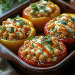 Stuffed peppers are a beloved dish that has captured the hearts and palates of many, offering a perfect canvas for creativity in the kitchen. Traditionally filled with a variety of ingredients, these vibrant, bell-shaped vessels are as versatile as they are visually appealing. In this article, we will explore a lively and spicy variation that is sure to excite your taste buds: Spicy Buffalo Chickpea Stuffed Peppers. This delicious recipe harmoniously blends the wholesome goodness of chickpeas with the fiery kick of buffalo sauce, all encased in colorful bell peppers. Whether you are looking for a hearty weeknight meal, a savory appetizer for gatherings, or a nutritious vegetarian option, these stuffed peppers are bound to satisfy.