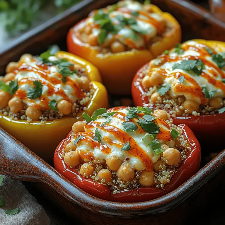 Stuffed peppers are a beloved dish that has captured the hearts and palates of many, offering a perfect canvas for creativity in the kitchen. Traditionally filled with a variety of ingredients, these vibrant, bell-shaped vessels are as versatile as they are visually appealing. In this article, we will explore a lively and spicy variation that is sure to excite your taste buds: Spicy Buffalo Chickpea Stuffed Peppers. This delicious recipe harmoniously blends the wholesome goodness of chickpeas with the fiery kick of buffalo sauce, all encased in colorful bell peppers. Whether you are looking for a hearty weeknight meal, a savory appetizer for gatherings, or a nutritious vegetarian option, these stuffed peppers are bound to satisfy.