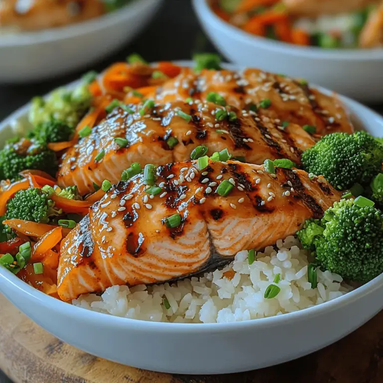 When it comes to serving your Savory Teriyaki Salmon Bowls, the rice plays a crucial role not only as a base but also in enhancing the overall flavor profile. After cooking your rice, it's important to fluff it properly. Use a fork or a rice paddle to gently separate the grains without mashing them together. This process aerates the rice and ensures it doesn’t become sticky or clumpy.
