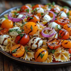 If you're searching for a delightful summer dish that bursts with vibrant colors and fresh flavors, look no further than the Bright and Bubbly Caprese Pasta Salad with Balsamic Glaze. This dish is a modern twist on the classic Italian Caprese salad, infusing the traditional elements of fresh tomatoes, mozzarella, and basil with the satisfying heartiness of pasta. The result is a refreshing salad that not only looks beautiful on the plate but also tantalizes the taste buds, making it a perfect choice for any occasion.