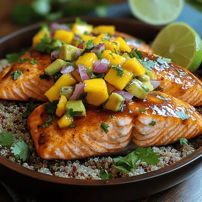 The BBQ Salmon Bowl is a feast for the senses, offering a visually appealing array of colors that reflect its fresh ingredients. With the rich, smoky flavor of grilled salmon paired with the bright sweetness of mango and the creamy texture of avocado, each bite bursts with flavor. This dish is not just indulgent; it is also packed with nutrients. Salmon is well-known for its healthy omega-3 fatty acids, which are essential for heart health, while avocados provide a generous dose of monounsaturated fats that support overall well-being.