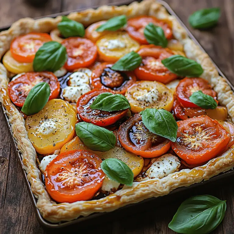 As summer unfolds, it brings with it a bounty of fresh produce, vibrant colors, and flavors that are simply irresistible. Among the many delights of the season, the Savory Summer Bliss Tomato Tart stands out as a perfect reflection of summer’s culinary offerings. This dish is a celebration of ripe heirloom tomatoes, creamy cheeses, and aromatic herbs, all elegantly nestled within a flaky, golden puff pastry crust. Whether you’re hosting a summer gathering, planning an outdoor picnic, or simply enjoying a quiet dinner at home, this tart is an exceptional choice that promises to impress with its stunning visual appeal and delectable taste.