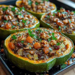 As the leaves begin to change and a crispness fills the air, the arrival of autumn ushers in a bounty of seasonal ingredients that inspire heartwarming meals. One such ingredient that epitomizes the essence of fall is acorn squash. This charming, green and yellow-hued gourd is not only visually appealing but also offers a delightful sweetness that makes it perfect for stuffing with an array of nourishing fillings. The recipe for Autumn Harvest Stuffed Acorn Squash captures the spirit of the season, combining wholesome ingredients into a hearty dish that is ideal for fall gatherings, family dinners, or even a cozy night in.