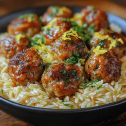 Dive into the vibrant flavors of Mediterranean cuisine with our Zesty Greek Chicken Meatballs with Lemon Orzo. This delicious recipe is a celebration of freshness and zest, seamlessly combining juicy, herb-infused chicken meatballs with a refreshing lemony orzo dish. Not only is this meal a feast for the senses, but it's also a perfect choice for a family dinner or a gathering with friends, promising to impress with its delightful taste and presentation.