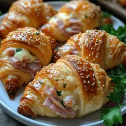 Mini ham and cheese croissants are the epitome of delightful finger foods that fit seamlessly into any gathering, from casual brunches to elegant dinner parties. These bite-sized pastries boast a flaky, buttery exterior that encases a savory filling of ham and melted cheese, making them an irresistible treat for both young and old. Their versatility is unmatched; they can serve as appetizers, snacks, or even a quick breakfast item, perfect for those on the go.