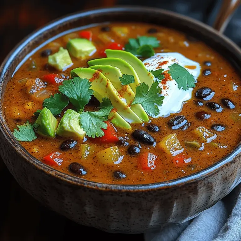 Welcome to the vibrant world of plant-based cooking with the delectable recipe for Fiery Black Bean Bliss Soup! This dish is a delightful blend of robust flavors and wholesome ingredients, making it a favorite among health-conscious individuals and flavor enthusiasts alike. The Fiery Black Bean Bliss Soup is not only a celebration of taste but also a nutritional powerhouse, perfect for anyone seeking a satisfying meal that warms the soul.
