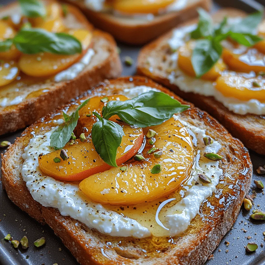 There’s something incredibly satisfying about creating a dish that beautifully balances sweet and savory flavors, and the Sweet and Savory Peach Honey Ricotta Toast is a shining example of this culinary harmony. This delightful recipe not only serves as a perfect breakfast option but also makes for an elegant light snack or appetizer. With its vibrant colors and tantalizing taste, this toast captures the essence of summer, especially during peach harvest season when the fruit is at its peak ripeness.