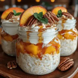 Adding nuts to your Easy Peach Pie Overnight Oats not only enhances the texture with delightful crunchiness but also packs a nutritional punch. Nuts are rich in healthy fats, which are essential for heart health and overall well-being. These fats help lower bad cholesterol levels and provide a source of sustained energy throughout the day. Additionally, nuts contain protein, fiber, vitamins, and minerals that contribute to your daily nutritional needs. Incorporating a variety of nuts can also introduce different flavors and textures, making your overnight oats even more exciting.