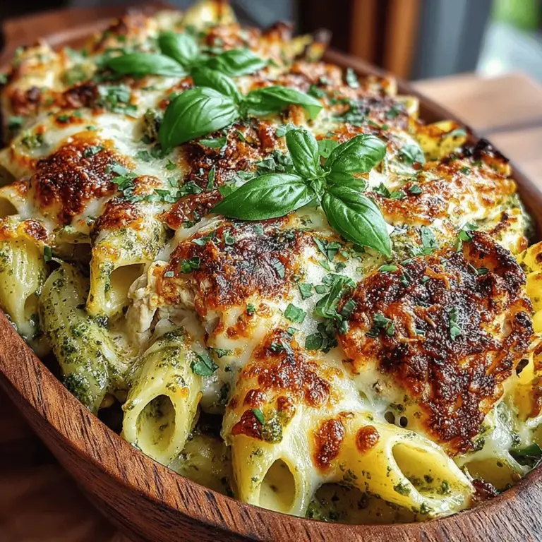 When it comes to comfort food, few dishes hold the same allure as a hearty pasta bake. Baked Pesto Alfredo Chicken Penne is the epitome of this genre, combining the rich creaminess of Alfredo sauce with the vibrant herbal notes of pesto, all enveloping tender chicken and perfectly cooked penne pasta. This dish not only satisfies the palate but also brings a sense of warmth and nostalgia, making it an ideal choice for family dinners or cozy gatherings. The fusion of flavors in this recipe offers a delightful culinary experience that is both comforting and indulgent.