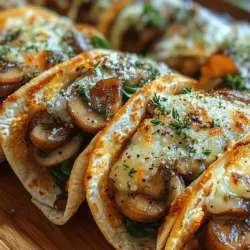 Delving into the world of vegetarian cuisine doesn't have to mean sacrificing flavor or satisfaction. The Crispy Mushroom Melt Wraps are a perfect example of how simple ingredients can come together to create a dish that is both hearty and delicious. This recipe combines a delightful mix of mushrooms with creamy cheeses and fresh spinach, all encased in a warm, crispy tortilla. Not only do these wraps provide an explosion of flavor, but they also offer a satisfying texture that makes them an excellent choice for lunch, dinner, or even a quick snack.