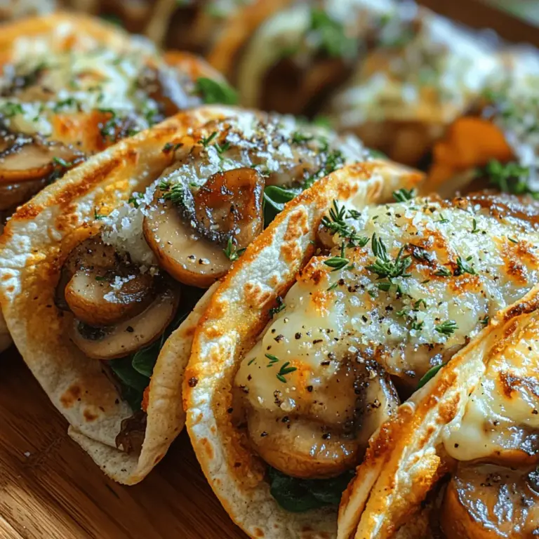 Delving into the world of vegetarian cuisine doesn't have to mean sacrificing flavor or satisfaction. The Crispy Mushroom Melt Wraps are a perfect example of how simple ingredients can come together to create a dish that is both hearty and delicious. This recipe combines a delightful mix of mushrooms with creamy cheeses and fresh spinach, all encased in a warm, crispy tortilla. Not only do these wraps provide an explosion of flavor, but they also offer a satisfying texture that makes them an excellent choice for lunch, dinner, or even a quick snack.