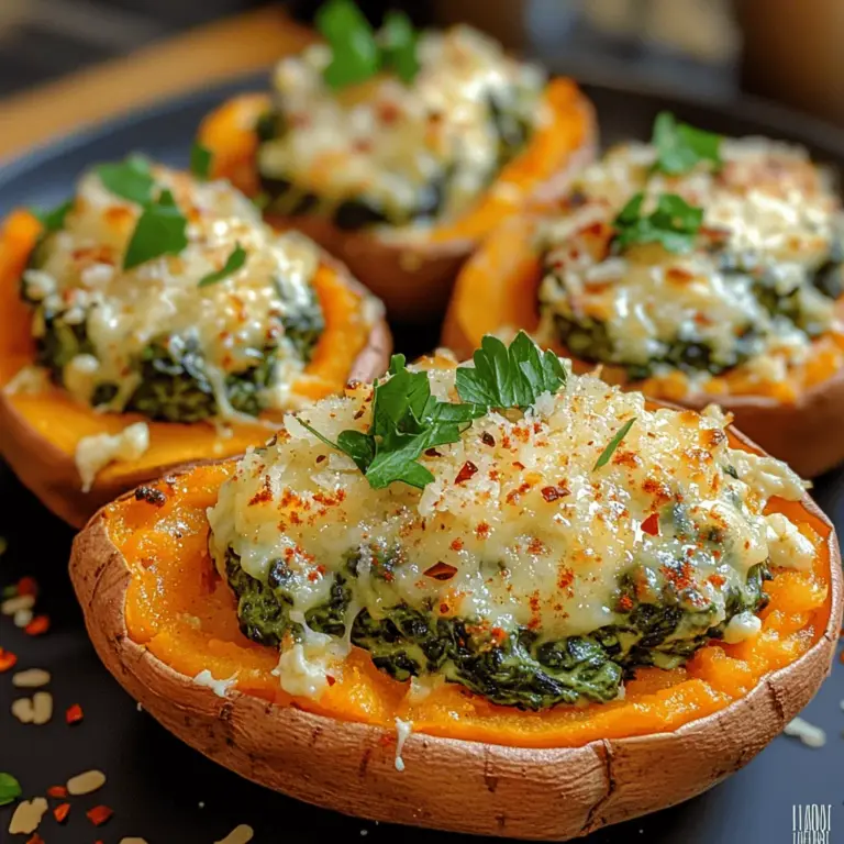 Are you searching for a dish that offers both comfort and nutrition? Look no further than Creamy Spinach Stuffed Sweet Potatoes. This recipe beautifully marries the natural sweetness of roasted sweet potatoes with a rich, creamy spinach filling, creating a perfect harmony of flavors and textures. Not only is this dish visually appealing, but it's also packed with nutrients, making it an ideal choice for a hearty lunch or dinner.