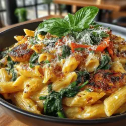 Roasted Red Pepper & Spinach Pasta is a delightful dish that beautifully marries vibrant flavors and nutritional benefits. This pasta not only captivates the palate with its rich, creamy sauce and subtle sweetness from the roasted red peppers but also offers a healthy dose of greens from the spinach. The appeal of this recipe lies in its balance; the smokiness of the roasted peppers complements the earthiness of the spinach, creating a satisfying and wholesome meal that can be enjoyed on various occasions.