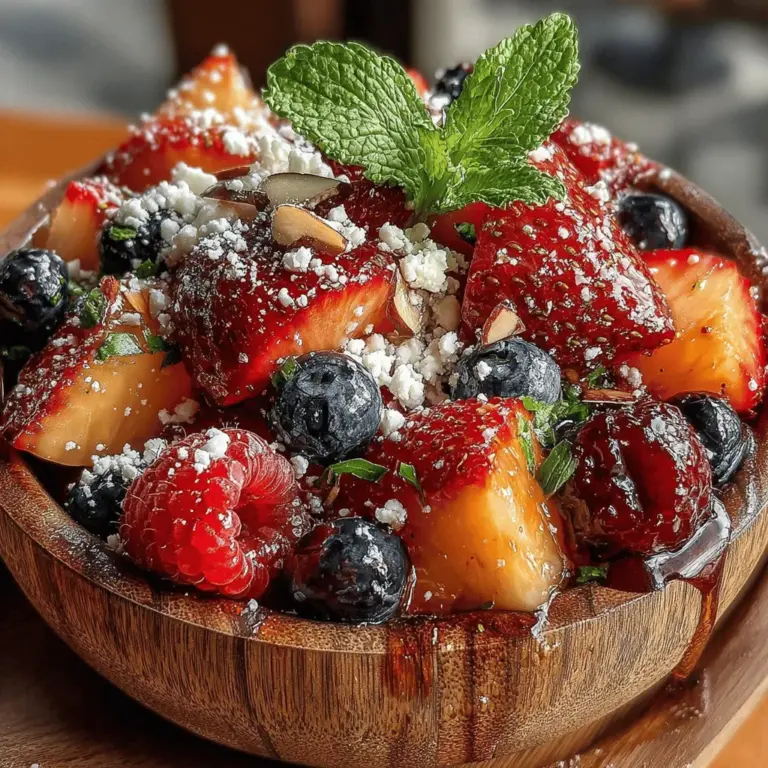 As the warmth of summer envelops us, there’s nothing quite like a refreshing salad to invigorate the senses and celebrate the season's bounty. The Peach Berry Bliss Salad is a vibrant, delightful dish that combines the lusciousness of ripe peaches with the juicy sweetness of fresh berries. This salad is not just a feast for the eyes but also a wholesome addition to any meal, ideal for summer gatherings, picnics, or even as a light, nutritious lunch.