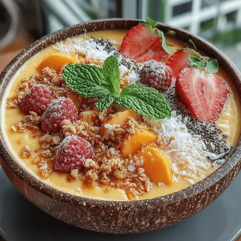 Smoothie bowls have taken the healthy eating world by storm, offering a delicious and visually appealing way to enjoy nutrient-packed breakfasts. These bowls combine the goodness of smoothies with the satisfying crunch of toppings, creating a meal that is not only wholesome but also incredibly customizable. The Tropical Sunrise Smoothie Bowl is a perfect representation of this trend, featuring a delightful blend of ripe fruits and vibrant colors that evoke the essence of a sun-kissed morning.