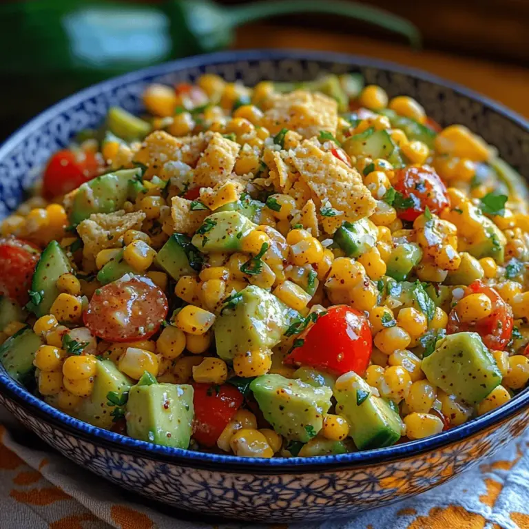 Zesty Crunchy Chili Lime Corn Salad is a vibrant and refreshing dish that bursts with flavor, making it a perfect addition to your summer dining table. This salad is not just a feast for the eyes; it's a delightful combination of textures and tastes that can elevate any meal. Whether served as a side dish alongside grilled meats or enjoyed as a light main course, this corn salad is versatile enough to please a crowd or satisfy a solo snack craving.