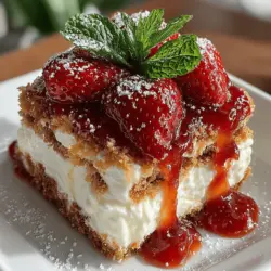 Garnishing your Strawberry Sunshine Icebox Cake can enhance its flavor, aroma, and visual appeal significantly. The right garnishes not only elevate the cake but also play a vital role in creating an inviting presentation. Fresh mint leaves, a dusting of powdered sugar, or additional strawberry slices can brighten up the dish and add layers of flavor that complement the sweet, creamy layers of the cake. Garnishes also provide an opportunity to customize each serving, making this dessert more personal and visually stunning.