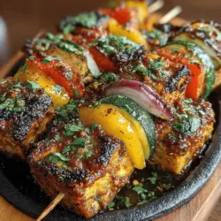 Spicy Chili Garlic Grilled Tofu Skewers