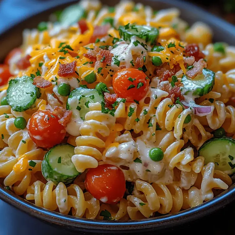 Apple cider vinegar is a key ingredient in our Creamy Ranch Pasta Salad Delight, contributing to the dish’s flavor profile in a remarkable way. This tangy vinegar not only helps to balance the creaminess of the ranch dressing but also brings a zesty brightness that enhances the overall taste. The acidity from the vinegar cuts through the richness, preventing the salad from feeling heavy and ensuring each bite remains refreshing.