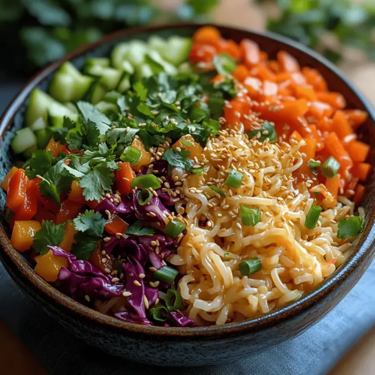 If you’re on the lookout for a dish that combines vibrant flavors, colorful ingredients, and a satisfying crunch, look no further than Crunchy Sesame Noodle Slaw. This delightful dish is not only visually appealing but also brims with nutritious components that make it a smart addition to any meal. With its base of rice noodles, fresh vegetables, and a zesty sesame dressing, this slaw can serve as a refreshing side or a fulfilling main dish. Whether you’re preparing for a summer barbecue, a potluck, or simply looking to spice up your weeknight dinner, Crunchy Sesame Noodle Slaw offers versatility that caters to various culinary preferences.