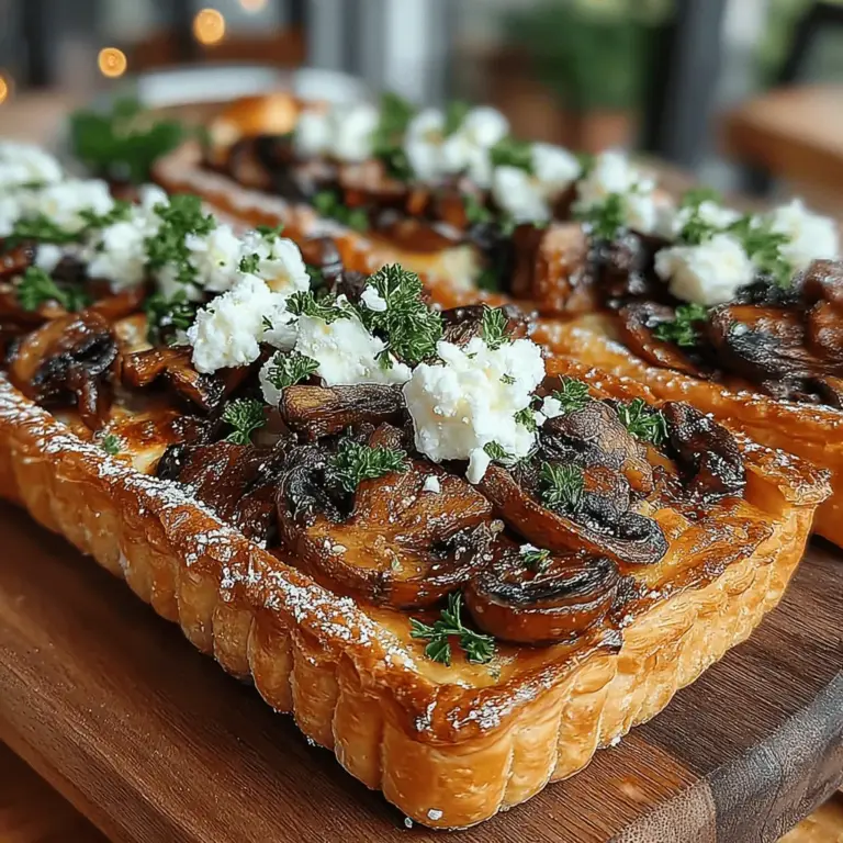 Savory Mushroom & Goat Cheese Tarts are a remarkable culinary delight that beautifully marries the earthy richness of mushrooms with the creamy tang of goat cheese, all nestled within a flaky puff pastry shell. This recipe is not just a meal; it’s an experience that can elevate any occasion, whether you are planning an elegant dinner party, seeking an impressive appetizer, or simply indulging in a light yet satisfying meal. The combination of flavors and textures in these tarts makes them a versatile dish that appeals to a broad range of palates.