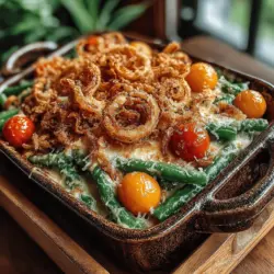 To begin the preparation for your Cheesy Green Bean Casserole, preheat your oven to 350°F (175°C). This step ensures that your casserole bakes evenly and achieves the perfect bubbly texture while developing a beautifully golden-brown top. While the oven is heating, you can focus on preparing your green beans.