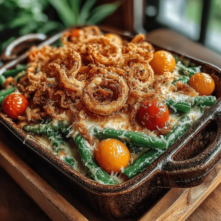 To begin the preparation for your Cheesy Green Bean Casserole, preheat your oven to 350°F (175°C). This step ensures that your casserole bakes evenly and achieves the perfect bubbly texture while developing a beautifully golden-brown top. While the oven is heating, you can focus on preparing your green beans.
