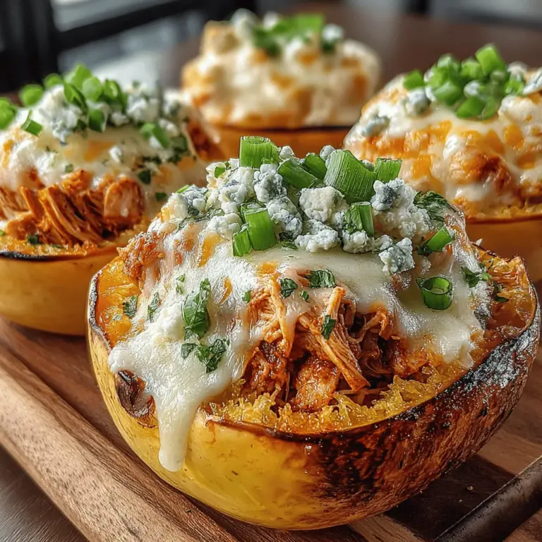 If you’re on the lookout for a dish that perfectly balances health and indulgence, look no further than Buffalo Chicken Stuffed Spaghetti Squash. This delightful recipe brings together the fiery, bold flavors of Buffalo chicken with the unique, noodle-like texture of spaghetti squash, creating a main course that is not only satisfying but also packed with nutrition. The harmonious blend of these ingredients makes it an ideal choice for family dinners, game day gatherings, or a cozy meal for one.