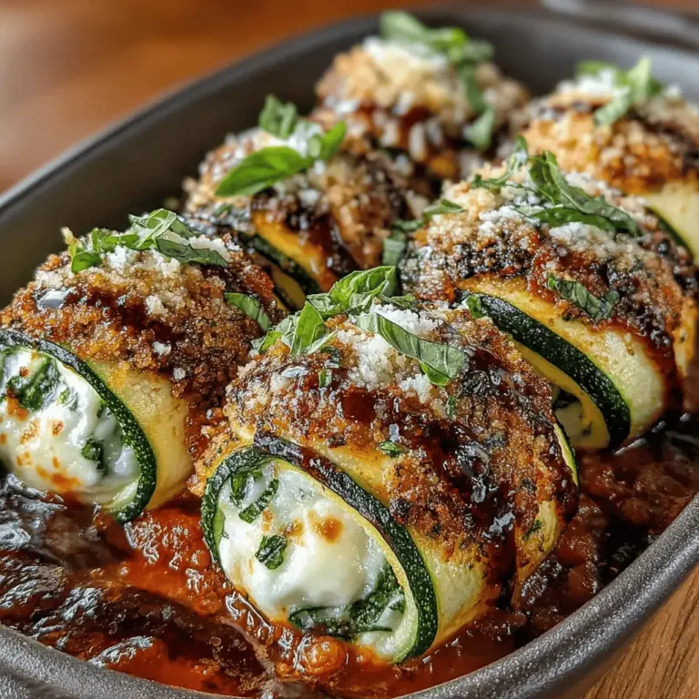 If you're searching for a dish that impresses both the palate and the eye, look no further than Zucchini Delight Roll-Ups in Marinara. This delectable recipe combines the vibrant flavors of fresh zucchini with a rich, tangy marinara sauce and a creamy cheese filling, creating a delightful appetizer or main course that is sure to please. Whether you’re hosting a dinner party, preparing a family meal, or simply indulging in a weekend treat, these roll-ups stand out for their flavor and presentation.