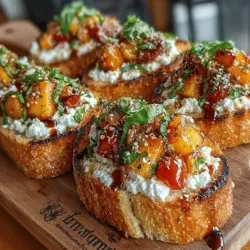 Bruschetta is an Italian classic that has transcended borders to become a beloved appetizer worldwide. This dish, traditionally consisting of grilled bread topped with a variety of ingredients, showcases the versatility of flavors and textures that can be achieved with simple, high-quality components. Among the myriad of bruschetta variations, the Peach & Ricotta Bruschetta stands out as a refreshing option that captures the essence of summer. With the sweetness of ripe peaches paired with the creamy richness of ricotta and the aromatic touch of fresh basil, this dish is not only visually appealing but also a delight for the palate.