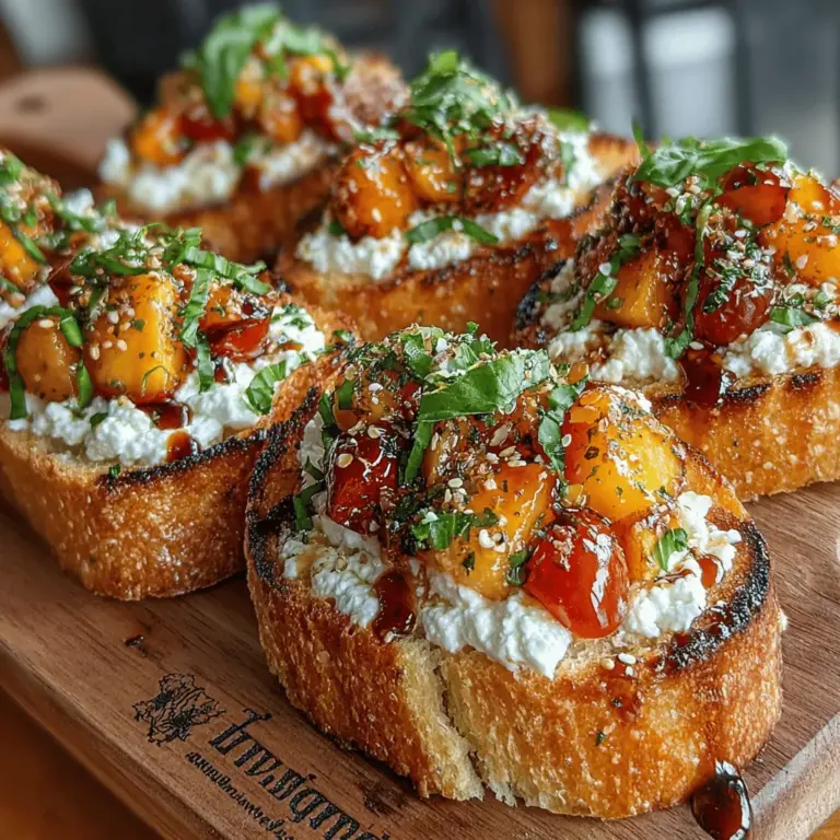 Bruschetta is an Italian classic that has transcended borders to become a beloved appetizer worldwide. This dish, traditionally consisting of grilled bread topped with a variety of ingredients, showcases the versatility of flavors and textures that can be achieved with simple, high-quality components. Among the myriad of bruschetta variations, the Peach & Ricotta Bruschetta stands out as a refreshing option that captures the essence of summer. With the sweetness of ripe peaches paired with the creamy richness of ricotta and the aromatic touch of fresh basil, this dish is not only visually appealing but also a delight for the palate.