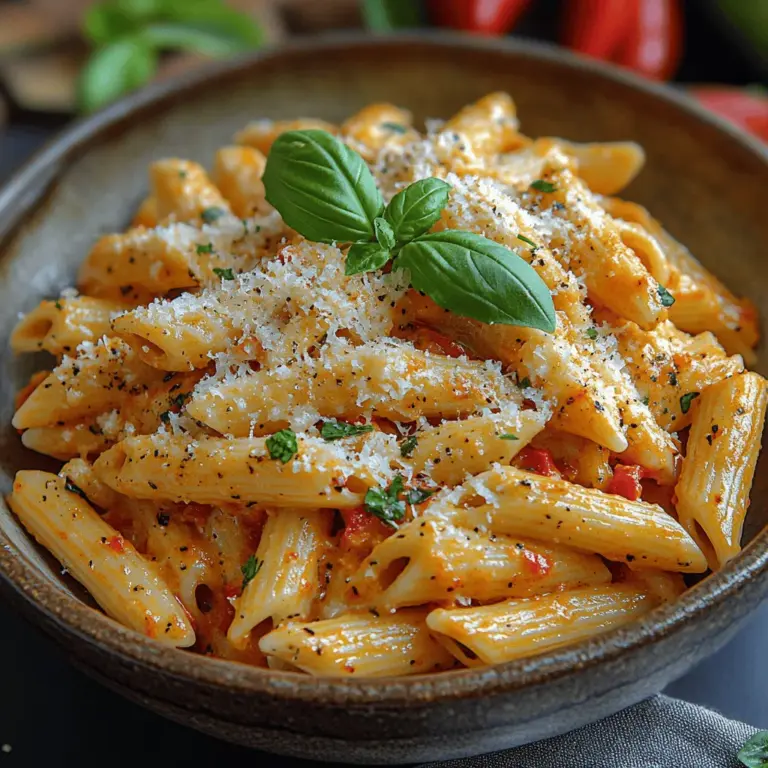 In the world of pasta dishes, few recipes capture the essence of comfort and flavor quite like Creamy Roasted Bell Pepper Penne. This delightful dish is a celebration of vibrant ingredients, featuring sweet roasted bell peppers blended into a luscious creamy sauce that envelops perfectly cooked penne pasta. The combination of these elements creates a meal that is not only satisfying but also visually appealing, making it a perfect centerpiece for any dining occasion. Whether you are hosting a dinner party or enjoying a quiet meal at home, this recipe offers a delicious option that is sure to please family and friends alike.