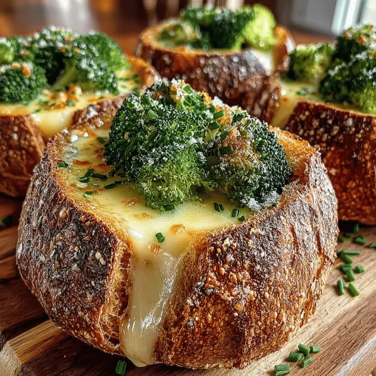 When it comes to comfort food, few dishes can compete with the warm, inviting allure of Cheesy Broccoli Bliss in Bread Bowls. This delightful recipe combines the rich, creamy texture of broccoli soup with the satisfaction of a freshly baked bread bowl, creating a meal that is not only delicious but also visually appealing. The concept of serving soup in edible dishes is not just practical; it adds an element of fun to any dining experience. Each bite is an explosion of flavors, with the subtle earthiness of broccoli, the sharpness of cheese, and the satisfying crunch of crusty bread.