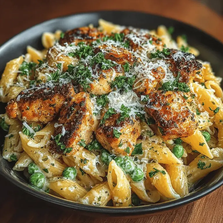 When it comes to comforting meals that are both delicious and easy to prepare, few dishes can rival the creamy chicken and pea pasta delight. This recipe perfectly balances the savory flavor of tender chicken with the sweet pop of peas, all enveloped in a rich, creamy sauce that clings to every bite of pasta. The dish is not only a feast for the taste buds but also a visual delight, with its vibrant green peas contrasting beautifully against the creamy backdrop.