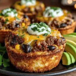 If you’re searching for a dish that combines the beloved flavors of tacos with the fun, portable form of muffins, look no further than Mini Taco Casserole Muffins. This delightful recipe serves as a perfect solution for various occasions—whether you’re hosting a lively party, planning a cozy family dinner, or simply looking for a quick weeknight meal. The unique combination of savory ground beef, vibrant vegetables, and melty cheese nestled in a muffin form not only makes these muffins a crowd-pleaser but also a versatile option that can easily cater to different taste preferences.