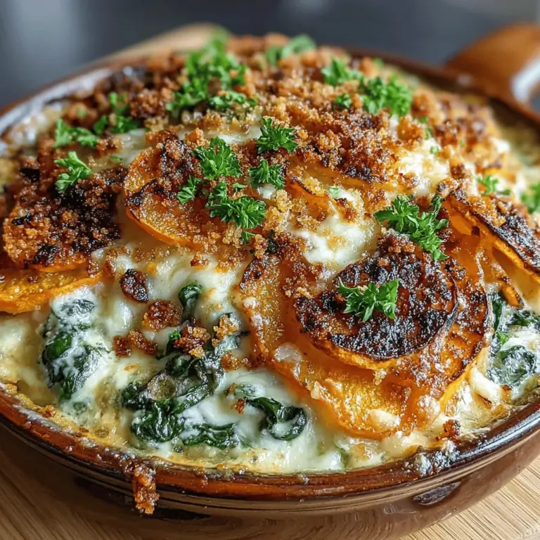 Sautéing spinach is an essential step in achieving the perfect Cozy Butternut Squash and Spinach Gratin. The goal is to wilt the spinach just enough to retain its vibrant green color while enhancing its flavor. To do this effectively, start with a preheated skillet over medium heat. Add a drizzle of olive oil and allow it to heat until shimmering.