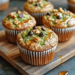 When creating your Zesty Green Goodness Muffins, you have the opportunity to elevate their flavor, texture, and nutritional profile with optional ingredients. Consider adding chopped walnuts or pecans for a delightful crunch and a boost of healthy fats. Walnuts are rich in omega-3 fatty acids, which are beneficial for heart health, while pecans provide a sweet, buttery flavor that complements the muffins beautifully.