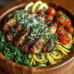 Zesty Lemon Garlic Chicken Zoodle Bowls