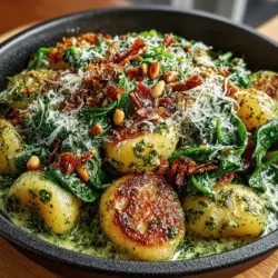 When it comes to comfort food, few dishes can match the richness and versatility of gnocchi. Creamy Pesto Gnocchi with Spinach Delight is a dish that perfectly embodies this pleasure, combining the pillowy goodness of gnocchi with a luscious, herb-infused pesto sauce and vibrant, fresh spinach. This dish not only appeals to the palate but also presents a feast for the eyes, making it an exceptional choice for both casual weeknight dinners and special gatherings alike. The delightful blend of flavors and textures creates a harmonious experience that is sure to impress family and friends.