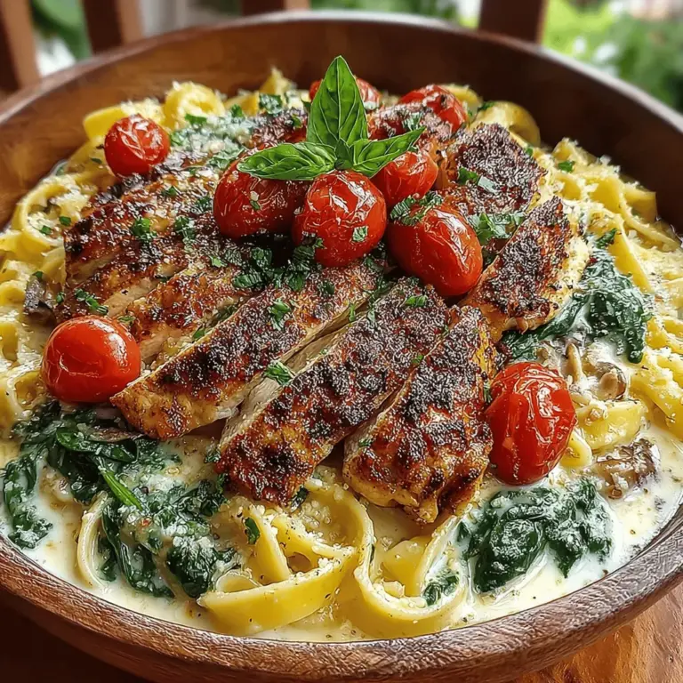 Creamy Tuscan Chicken Alfredo Fettuccine is more than just a dish; it's a culinary experience that brings the rich flavors of Italian cuisine right to your dinner table. This recipe combines tender chicken, vibrant vegetables, and a luscious Alfredo sauce, creating a comforting meal that's perfect for family gatherings or a cozy night in. The combination of creamy sauce with the earthy tones of sautéed spinach and the sweetness of cherry tomatoes offers a balance that is both satisfying and indulgent.