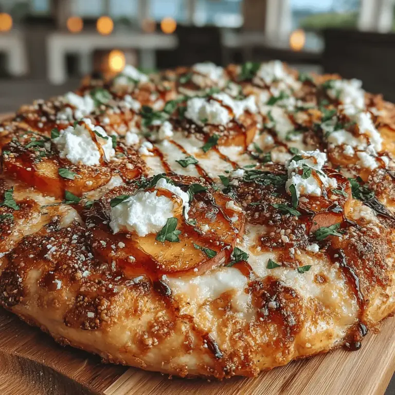 Peachy Summer Bliss Pizza is a delightful twist on traditional pizza, offering a unique flavor profile that balances sweetness with savory elements. The foundation of this pizza is a light and airy crust, which serves as the perfect canvas for a medley of toppings that highlight the freshness of the season. As the name suggests, peaches take center stage, delivering a burst of juicy sweetness that complements the savory notes of cheese and herbs. This pizza is not just a dish; it is an experience that captures the essence of summer, making it ideal for gatherings, picnics, or simply enjoying a quiet evening at home.