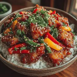 Sweet and Sour Glazed Chicken Rice Bowl