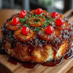 Pineapple upside down cake is a beloved dessert that brings a touch of nostalgia and tropical flair to any occasion. Its origins can be traced back to the early 20th century, when canned pineapple became widely available and the recipe gained immense popularity. Today, the Tropical Bliss Pineapple Upside Down Cake stands out not only as a delicious treat but also as a stunning centerpiece for any gathering. With its vibrant arrangement of juicy pineapple slices and bright red cherries resting atop a moist, buttery cake, it's easy to see why this dessert has captured the hearts of many.