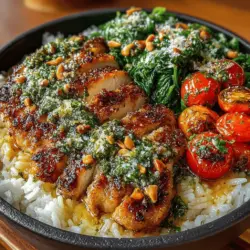 Savory Pesto Chicken and Rice Bowl