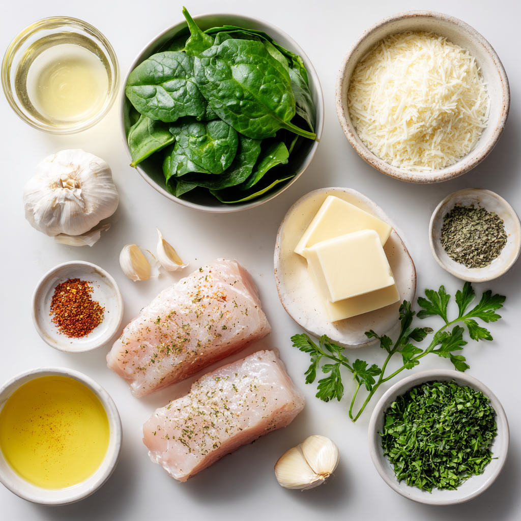 Ingredients for Effortless Creamy Garlic Butter Chicken Skillet
